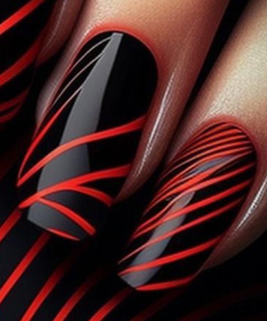 Black Coffin Shape Nail Designs