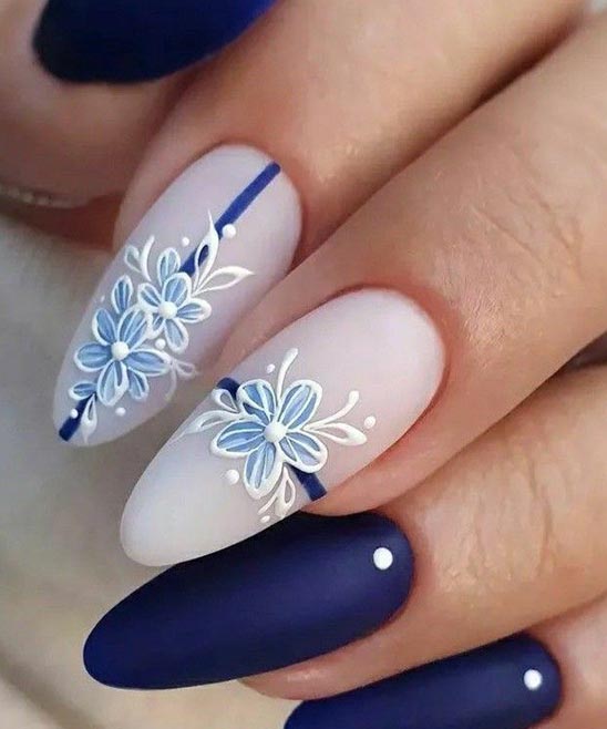 Black Flower Nail Designs