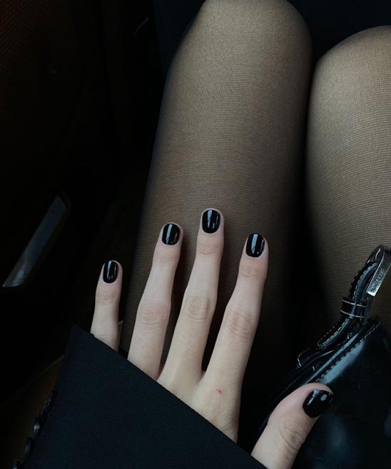 Black French Manicure Short Nails