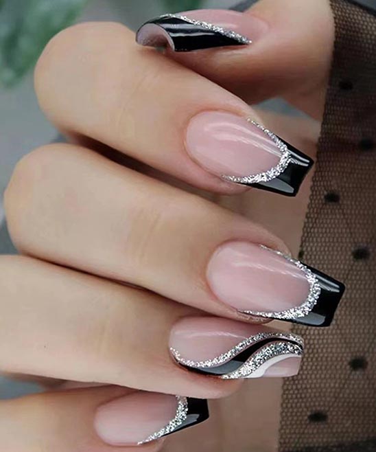 Black French Tip Nail Designs for Short Nails