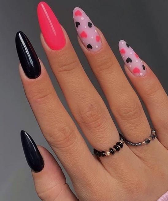 Black French Tip Valentines Nails