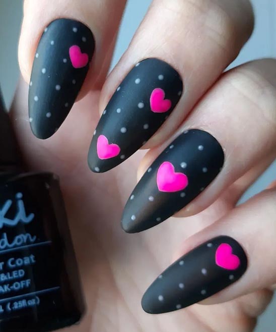 Black French Tip Valentines Nails