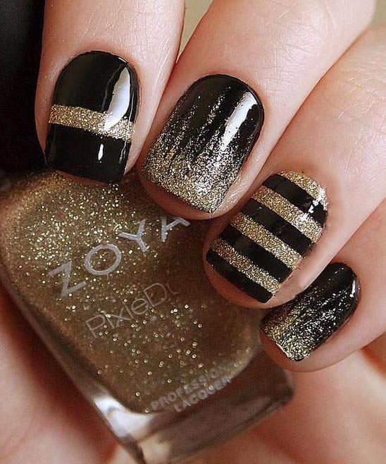 Black French Tip With Accent Nail Designs for Short Nails