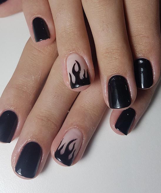 Black Halloween Nails Short