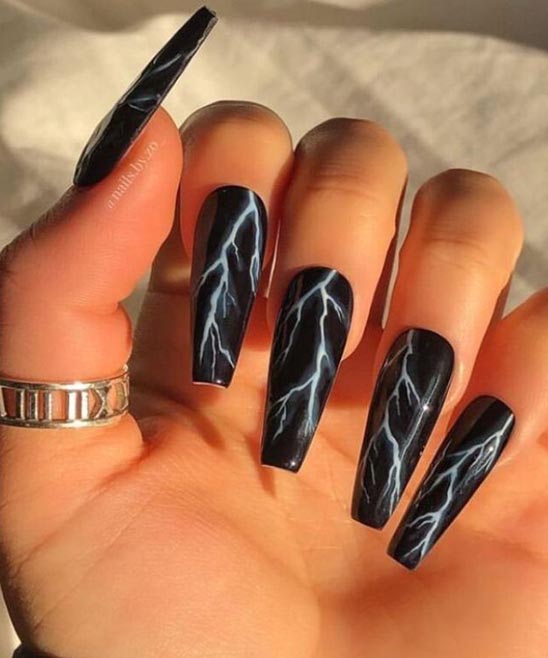 50+ Black Nail Designs Coffin (2024) TailoringinHindi