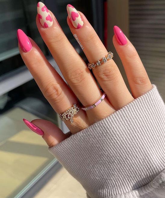 Black Nails With White Heart