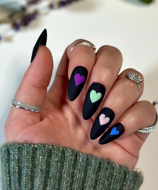Black Nails for Valentine's Day