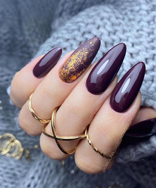 Black Purple and Gold Nails