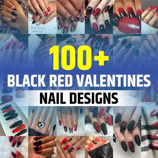 Black Red Valentines Nails