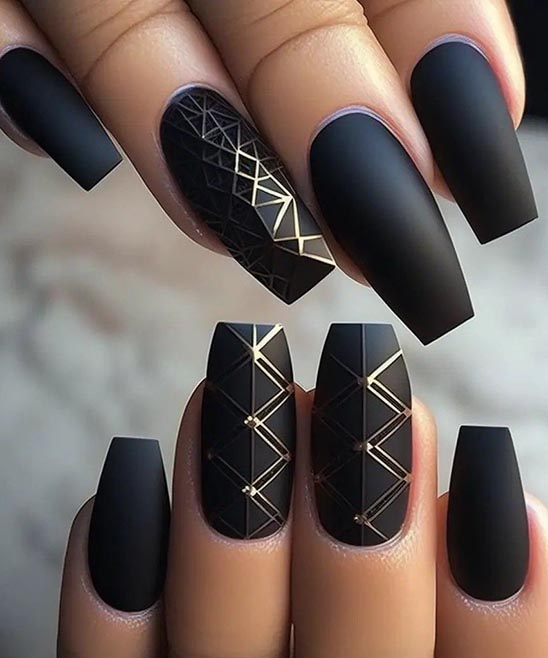 Black Tip Coffin Nail Designs