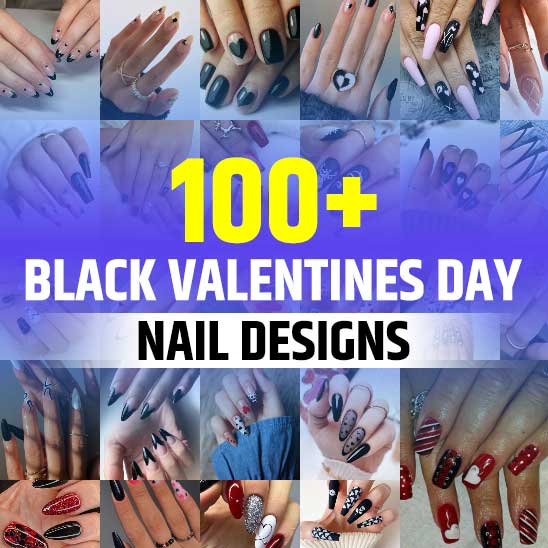 Black Valentines Day Nails