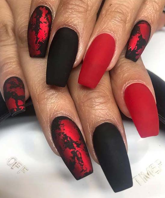 Black Valentines Nails With Designs