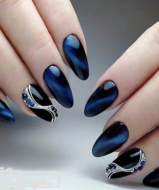 Black and Blue Nails Design