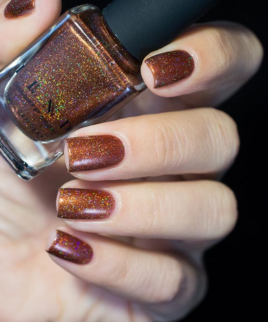 Black and Burnt Orange Nails