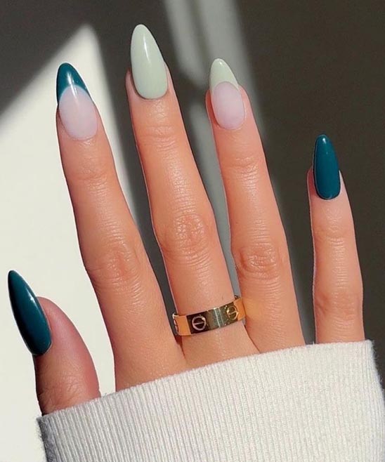 Black and Emerald Green Nails