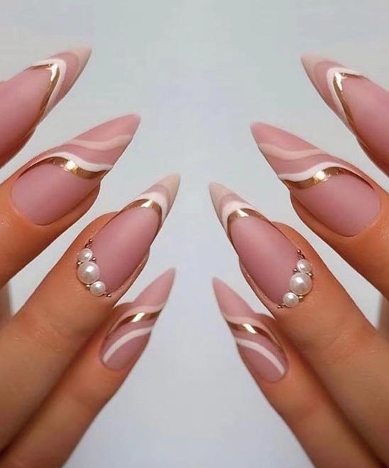 Black and Gold Almond Nails