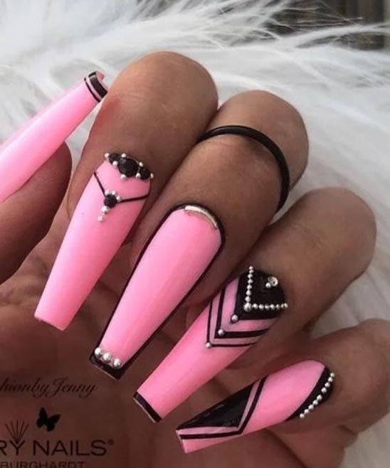 Black and Gold Coffin Nail Designs