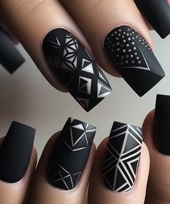 Black and Gold Coffin Nails Designs