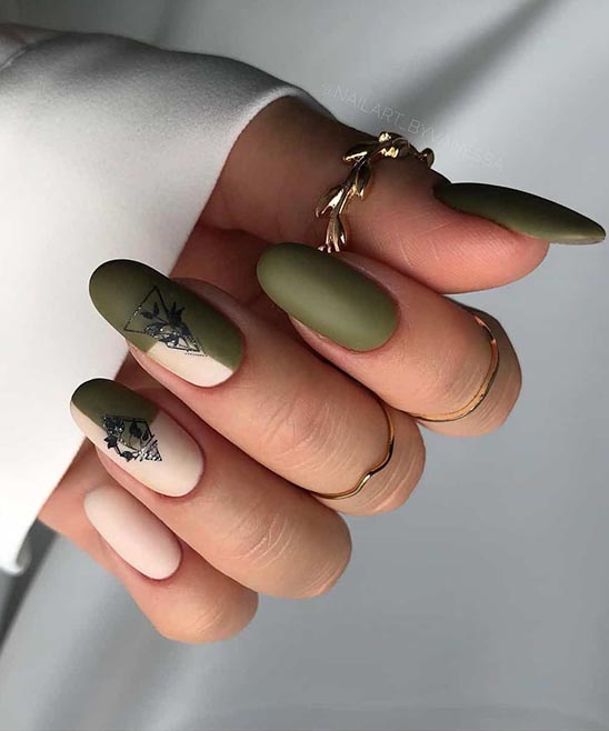 Black and Olive Green Nails