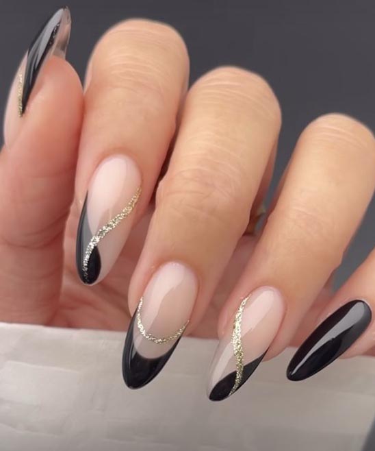 Black and Pink French Tip Nail Designs for Short Nails