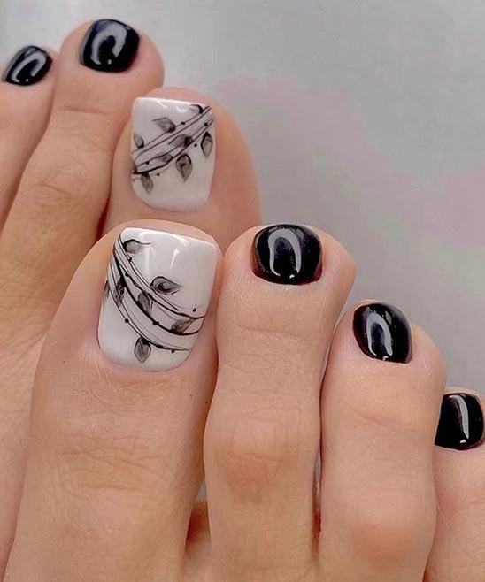 Black and Pink Toe Nail Designs
