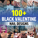 Black and Pink Valentine Nail Designs