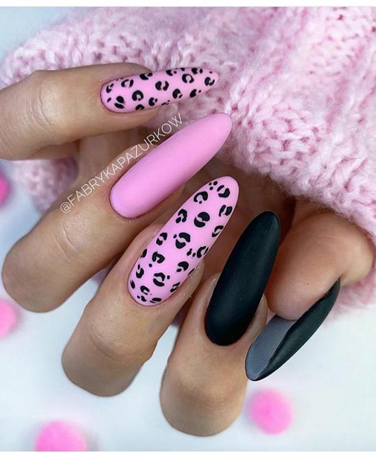 Black and Pink Valentine Nail Designs