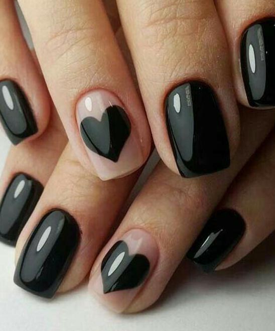 Black and Pink Valentines Day Nails