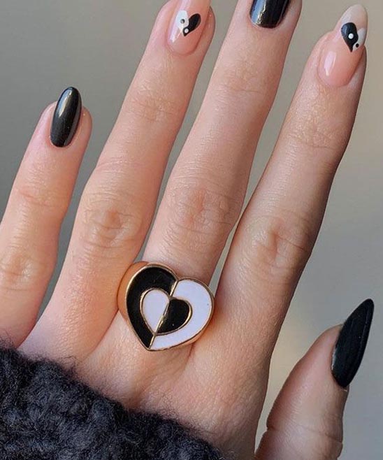 Black and Pink Valentine's Nails