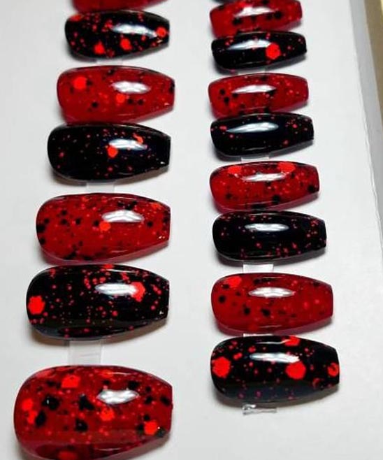 Black and Red Ombre Valentine's Day Nails
