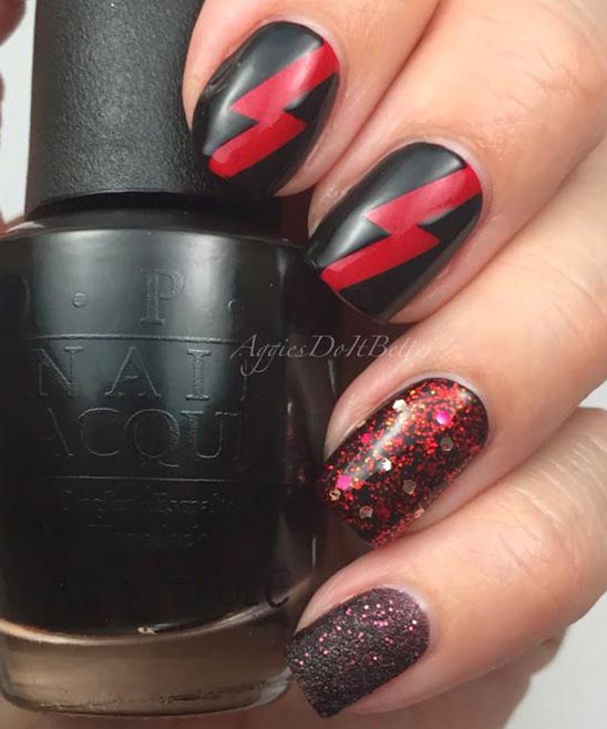 Black and Red Ombre Valentine's Day Nails