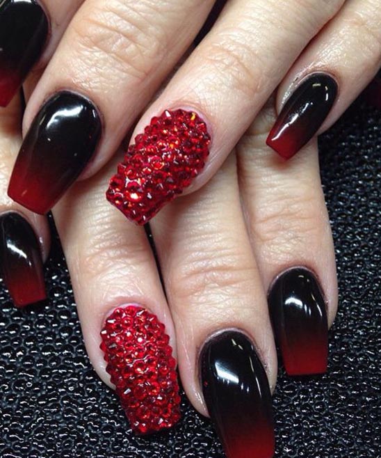 Black and Red Short Nails