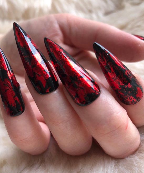 Black and Red Valentine Nail Art