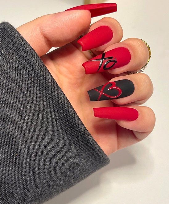 Black and Red Valentine Nails