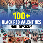 Black and Red Valentines Day Nails