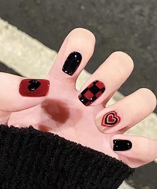 Black and Red Valentine's Day Nails