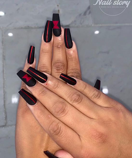 Black and Silver Coffin Nail Designs