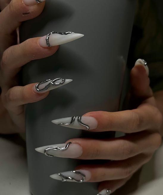Black and Silver Coffin Nail Designs