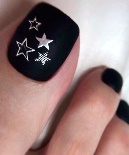 Black and Silver Toe Nail Design