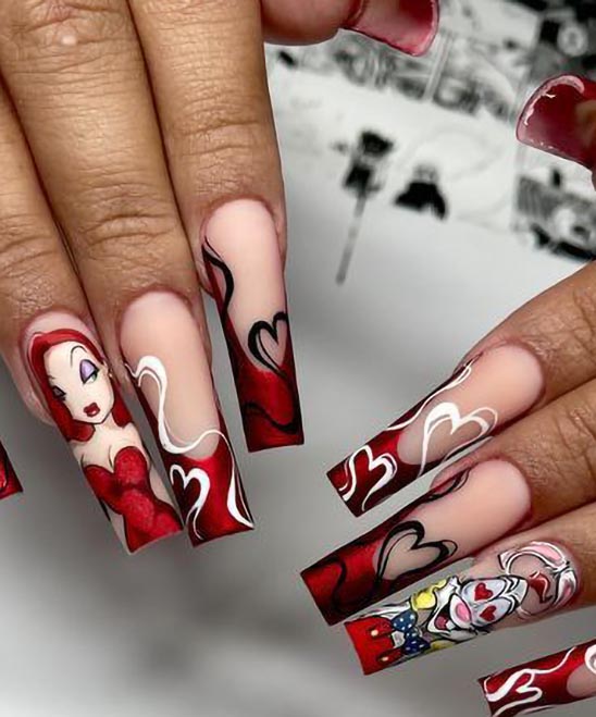 Black and White Coffin Nail Designs