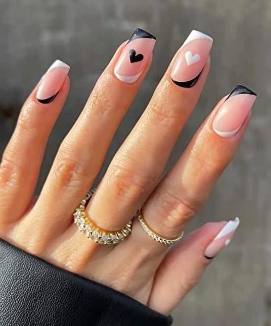 Black and White Heart Nail Designs