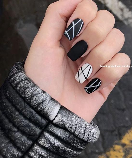 Black and White Valentine Nail Art