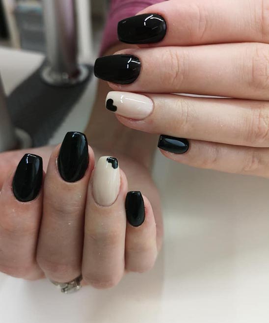 Black and White Valentine Nails