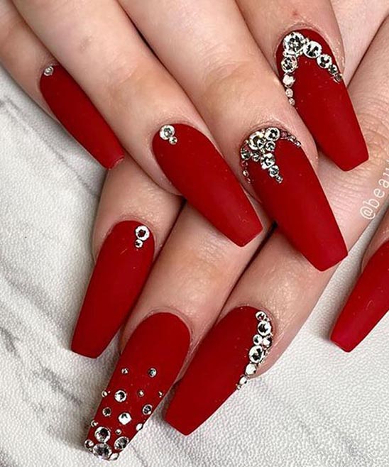 Bling Black Nails With Rhinestones