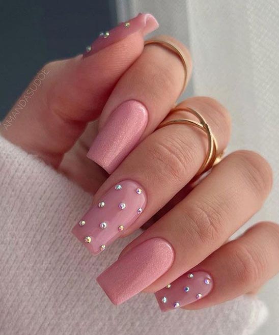 Bling Red Nails With Rhinestones