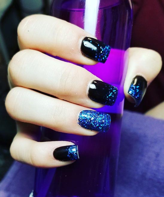 Blue Black and Silver Nail Designs
