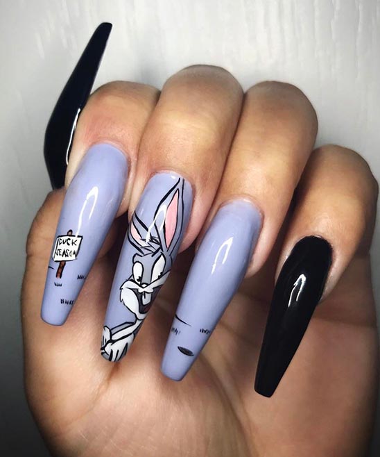 Blue Black and White Nail Designs