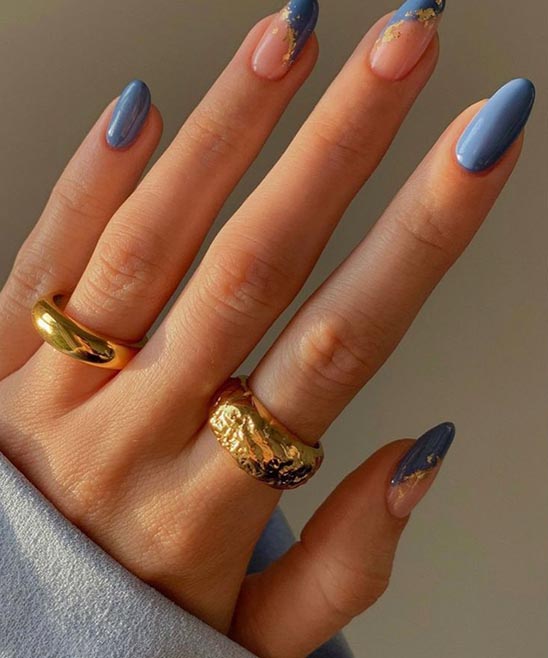 Blue Gold and White Nail Designs