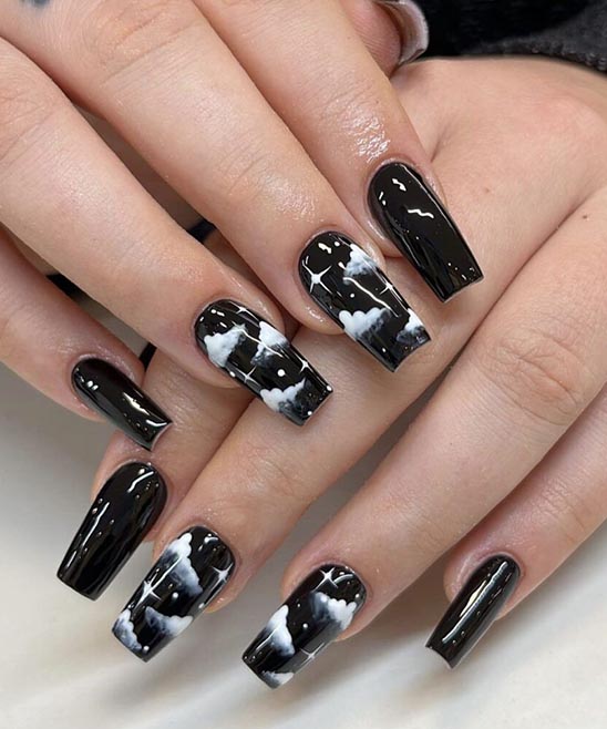 Blue Nails With Rhinestones