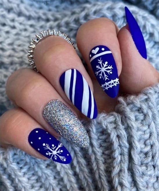 Blue Toe Nails With Design